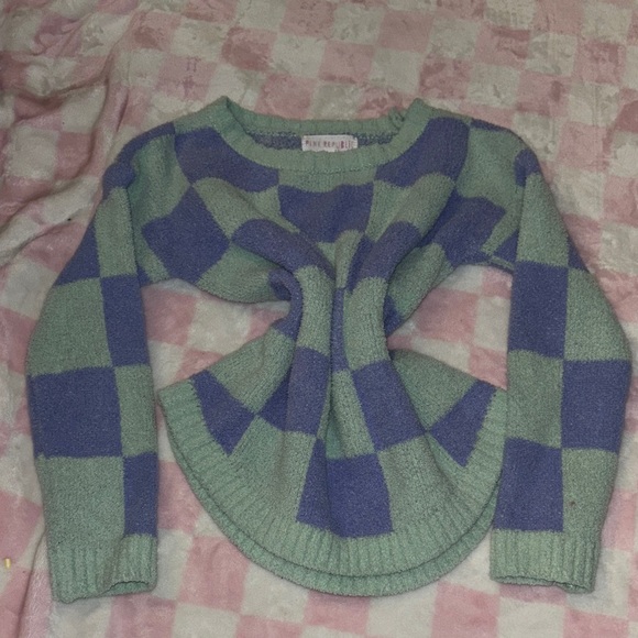 Pink Republic Checkered Knit Sweater – Size M - Picture 2 of 9